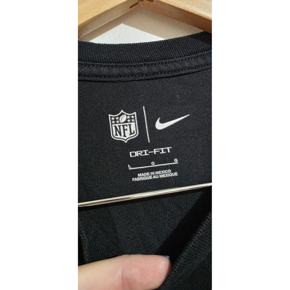 Raiders Shirt Mens Sz L Black Pullover Nike Long Sleeve NFL Football Crew Sports - Picture 2 of 6